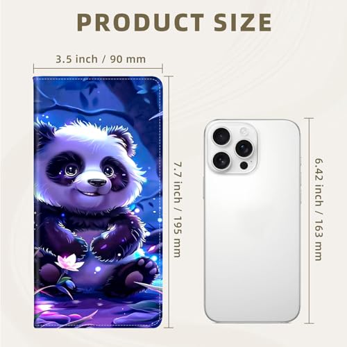 RFID Blocking Leather Wallet for Women and Men, A A Cute Panda Bear Compact Bifold Credit Card Holder with RFID Protection, Small Ladies Slim Minimalist Wallet3