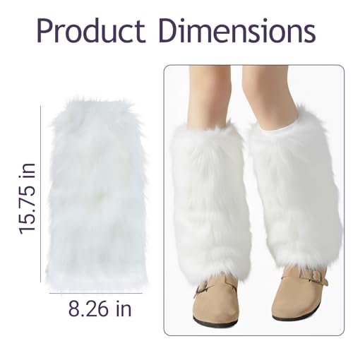 Image of Tie Dye Women Furry Leg Warmers Faux Fur Boot Covers Fluffies Cuffs, 15.7 inch Tall