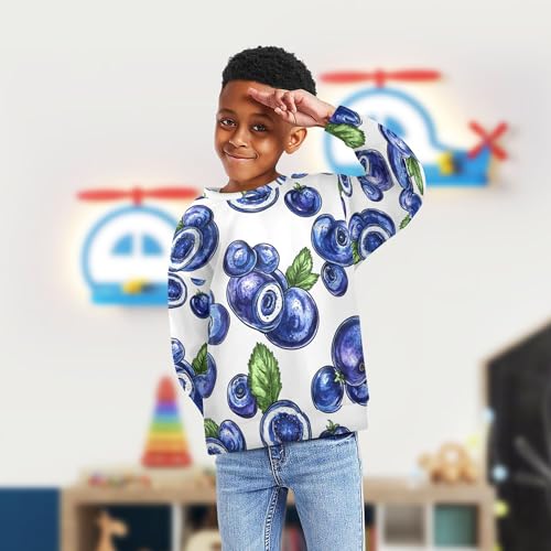 JUNZAN Fresh Bilberry Fruit White Little Kids Pullover Hoodie Fleece Sweatshirt With Hoodie Athletic 4T4