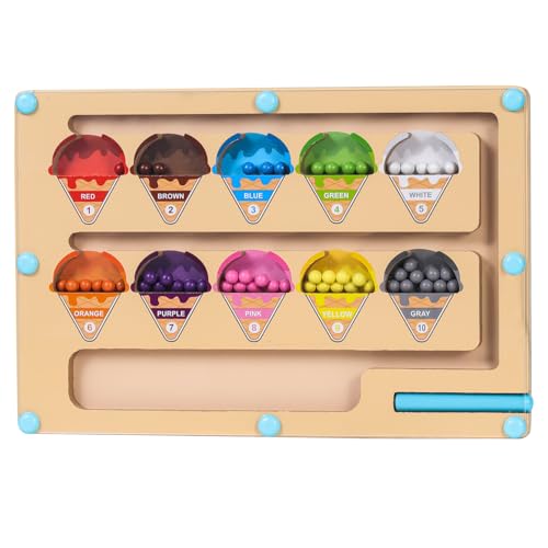 Magnetisches Farb und Zahlen Labyrinth, Montessori Spielzeug aus Holz,...
