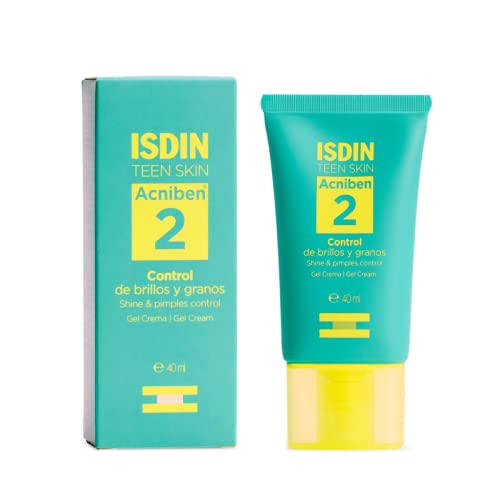 ISDIN Acniben Contrôle Brillance et Boutons (40 ml) | Gel-crème Matifiant qui Aide à Réduire les Boutons | Apporte Hydratation et Élasticité