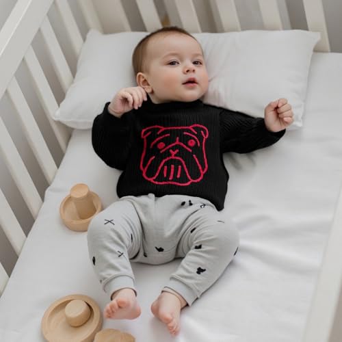 Toddler Boy Girl Football Sweater Game Day Embroidered Long Sleeve Crewneck Chunky Knit Sweatshirt Pullover Top2