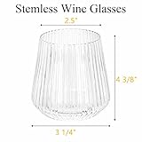 Tebery 20 Pack 420ml Plastic Ribbed Wine Glasses, 14oz Origami Style Ridged Drinking Glasses Tumbler, Reusable Vintage Stemless Cups for Champagne, Catering, Weddings - Image 2