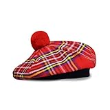 UMAM Scottish Traditional Tam o' Shatner Acrylic Wool Tammy Hat Flat Bonnet Kilt Many Tartans (Royal Stewart 003tcp)
