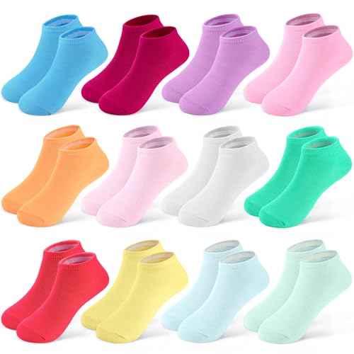 Image of 12 Pairs Boys Low Cut Ankle Socks, Kids School Socks 1-14 Years | Classic black white & grey multipack, unisex design matches outfits for boys and girls,soft & breathable