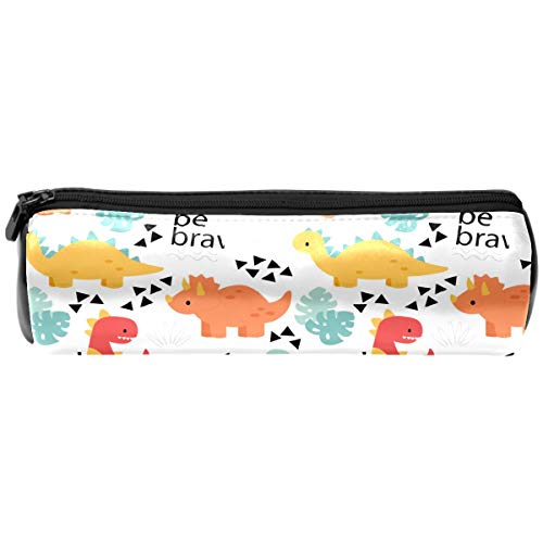 Preisvergleich Produktbild Niedliches Dinosaurier-Federmäppchen mit Reißverschluss, Leder-Federmäppchen, langlebige Stifttasche, tragbar, für Mädchen, Jungen, Studenten und Erwachsene