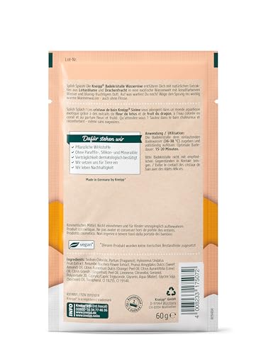 Kneipp Badekristalle Wassernixe - Badezusatz mit natürlichen Extrakten aus Lotusblume und Drachenfrucht entführt dich in eine Unterwasserwelt mit korallfarbenem Wasser & blumig-fruchtigem Duft - 60g