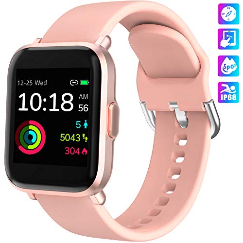 KUNGIX Smartwatch, Reloj Inteligente Mujer/Hombre con Monitor Oxígeno Sanguíneo(SpO2) de Pulsómetros, Pulsera de Actividad Inteligente Impermeable IP68 con Pantalla Táctil Completa para Android y iOS
