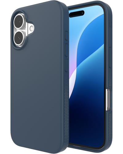 ZAGG Manhattan Snap for iPhone 16 Case - MagSafe Compatible, 13ft Drop Protection, Strengthened with Graphene, Soft-Touch Silicone, Slim & Lightweight Design, 96% Recycled Content, Navy Blue