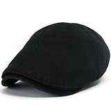 ililily New Men's Cotton Flat Cabbie Hat Gatsby Ivy Caps Irish Hunting Hats Newsboy with Stretch fit - 003-2,Black,One Size