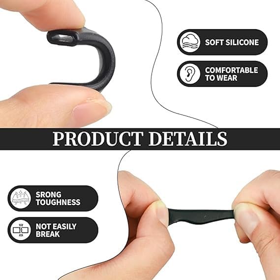 Image of FEORA Ear Grips Supporter for Spectacles Hook Temple Tips Retainer Spectacle holder Eye Glasses Spec supporter hooks Anti Slipping Anti-Fall Eye Glass Holder for Eyewear Specs holder Strap - Pairs