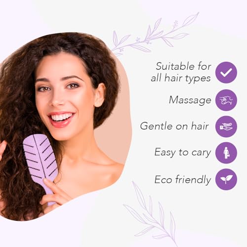 Jovica-Detangling-Hair-Brush-for-Women-Men-and-Children--Straight-Curly-Wet-and-Dry-Hair--Leaf-Shape-Purple