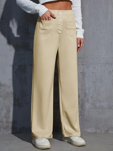High Waisted Work Pants for Women Stretchy Wide Leg Business Casual Trousers 2025 Women's Dress Pants with Pockets4