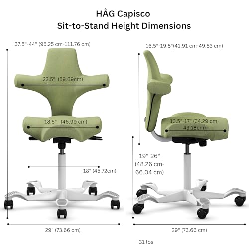 Image of HAG Capisco Sit to Stand Chair-White Frame-Upholstered Bright Green