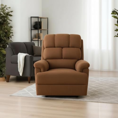 Image of Solis Royale 1 Seater Recliner Sofa Chair | Motorized Recliner Lounge Sofa Chairs for Relaxing | Comfortable Cushioned | Living Room, Bedroom, Office (Luxe-Nap - Lite-Brown, Luxe-Nap - Fabric)