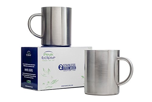 Stainless Steel Mugs 15 oz - 450ml - Set of 2 - Double Wall Insulated - Perfect for Coffee Tea Beer Travel - Keeps drinks Hot or Cold for longer