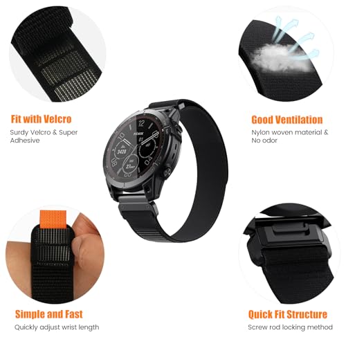 NotoCity for Garmin Feinx 6/6 Pro/5/5 Plus/7/7 Pro Strap, Quickfit 22mm for Garmin Fenix 8/8Pro 47mm, Epix 2 Strap - Image 3