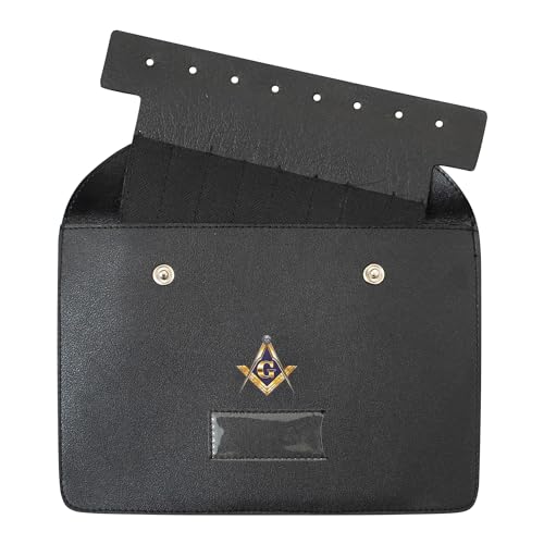 UK EMPIRE GROUP Masonic Master Mason Gold Pocket Jewel Holder Black Leather (Large) – Freemason Jewelry Case