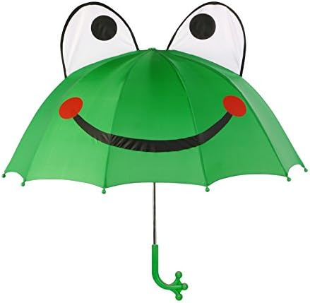 Kidorable Kids Frog Umbrella, Green, One Size for Toddlers and Big Kids, Lightweight Child-Sized Nylon Rain Proof Umbrella