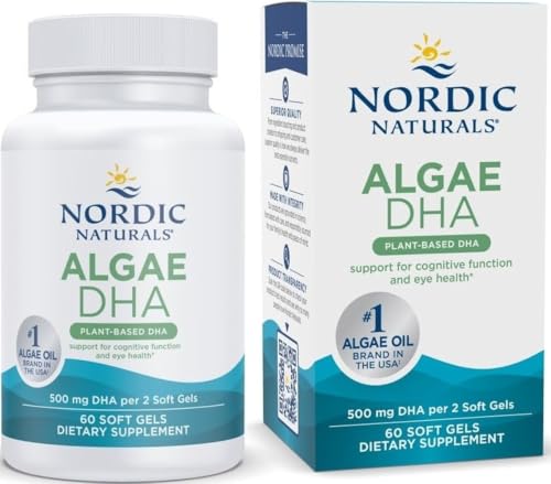 Nordic Naturals Algae DHA, 500mg Vegan Omega-3 Oil, Plant-Based - 60 Count