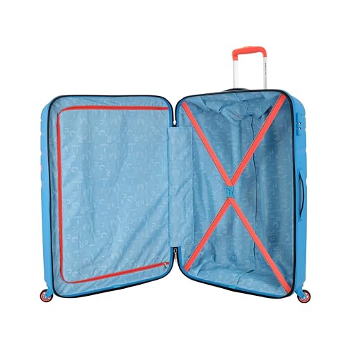 Image of American Tourister Upland Sport 79 CM Large Checkin Polypropylene (PP) Hard 4 Wheels Spinner Luggage /Suitcase /Trolley Bag for Travel (Mediterranian Blue)