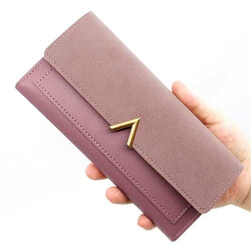 Long Wallet Trifold Stylish Simple Coin Purse(Red)4