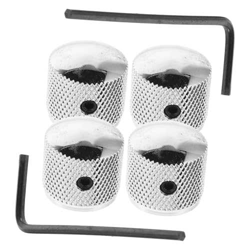 BESPORTBLE 4pcs Electric Guitar Knobs: Chrome Volume Tone Knobs With Wrench Metal Dome Control Potentiometer Replacement For Bass Guitar Accessories
