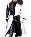 Women's Casual Real Lambskin Designer Handmade Two Tone Black Long Leather Trench Coat Full Length Overcoat Women