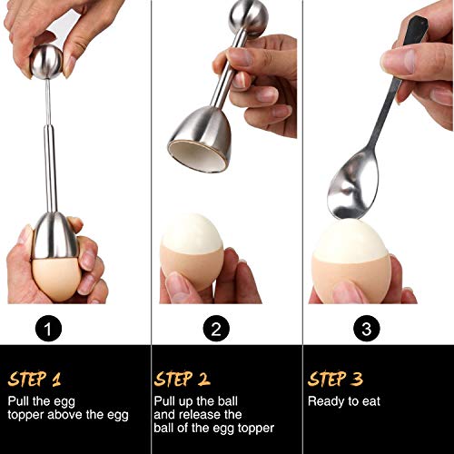 Foto von LATTCURE Eierschneider Eiöffner Eierköpfer Set Edelstahl Eieröffner Eier Eierteiler Eierschneider Eier Cutter Shell Separator Entferner für Weiches Harte Gekochtes Eier Cracker eierschale