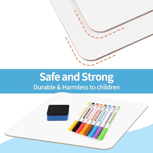 6 Pack Small White Board Dry Erase Classroom Pack Boards 9\"x12” Personal Whiteboards for Students Teachers School Supplies Lapboards l Mini Whiteboard Erasers Included Colors pens