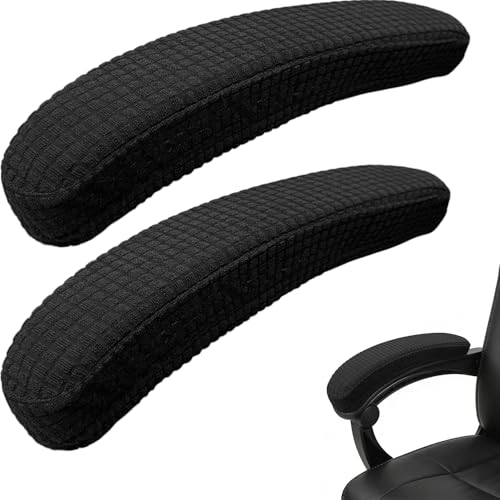 Melaluxe Stretch Office Chair Armrest Covers, Arm Rest Slipcovers (Black)