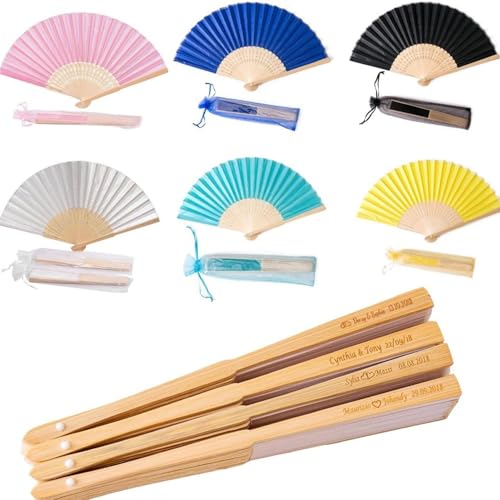 20 Piezas Abanico Personalizado con Nombre, Abanicos Plegables De Mano Abanicos, Abanico Boda Personalizado, Piezas Abanico, Mano Blanco Abanico, Boda Invitado (Color : Mix Color)