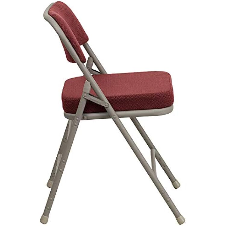 Flash Furniture HERCULES Series Premium Curved Triple Braced & Double Hinged Burgundy Fabric Metal Folding Chair