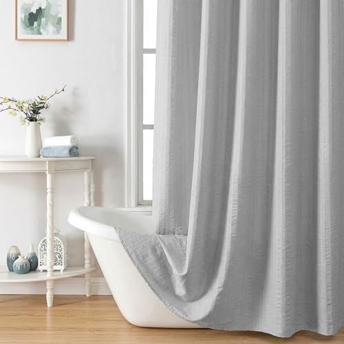 Aiyufeng Moga Light Gray Shower Curtain 84 Inches Long, 3D Embossed Textured Fabric Shower Curtain for Bathroom - Soft Cloth & Hotel Spa Luxury, Machine Washable, 72X84 by Aiyufeng - Used condition - Image 9
