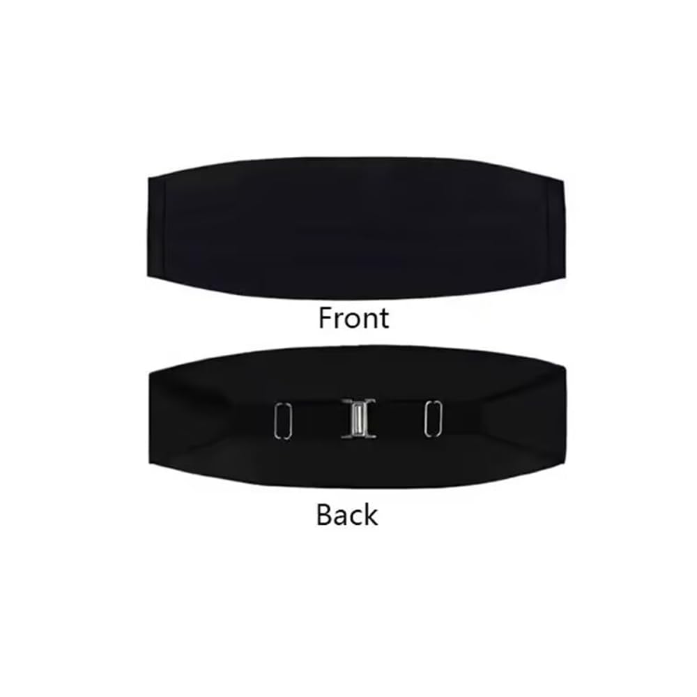 Winture Men's Formal Satin Adjustable Cummerbund Black Men Cummerbunds for Tuxedo Wedding Prom Special Occassions (Black-1 PCS)