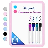 VUSIGN Small White Board Dry Erase, 22 x 28 cm Magnetic Dry Erase Board, Mini Whiteboard with Markers for Kids, Students, Fridge, Wall, Locker, Pink