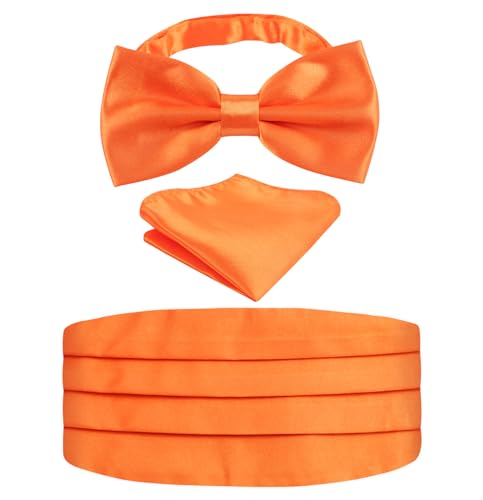Image of Alizeal Mens Multicolored Silk Solid Cummerbund Bow Tie Set