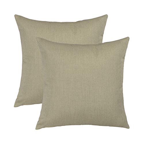 Austin Horn Classics Sunbrella Spectrum Pillow Cover Set, Beautiful Cushion Covers Bed & Living Room, Throw Pillow Cases, Outdoor Durable Use Covers (Mushroom, Square, 20'x20' Set of 2)