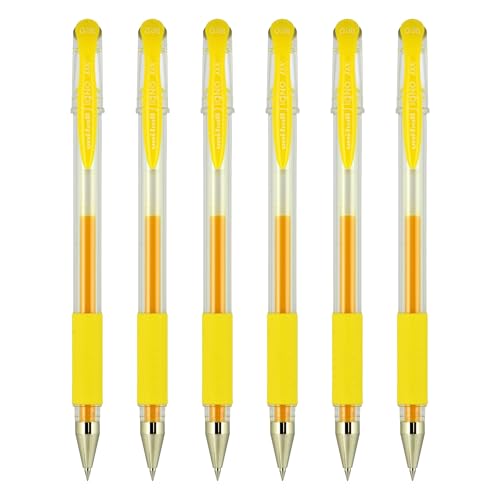 uniball Signo DX Gel Pens, Ultra Micro Point (0.38mm), Yellow Ink, 6 Count