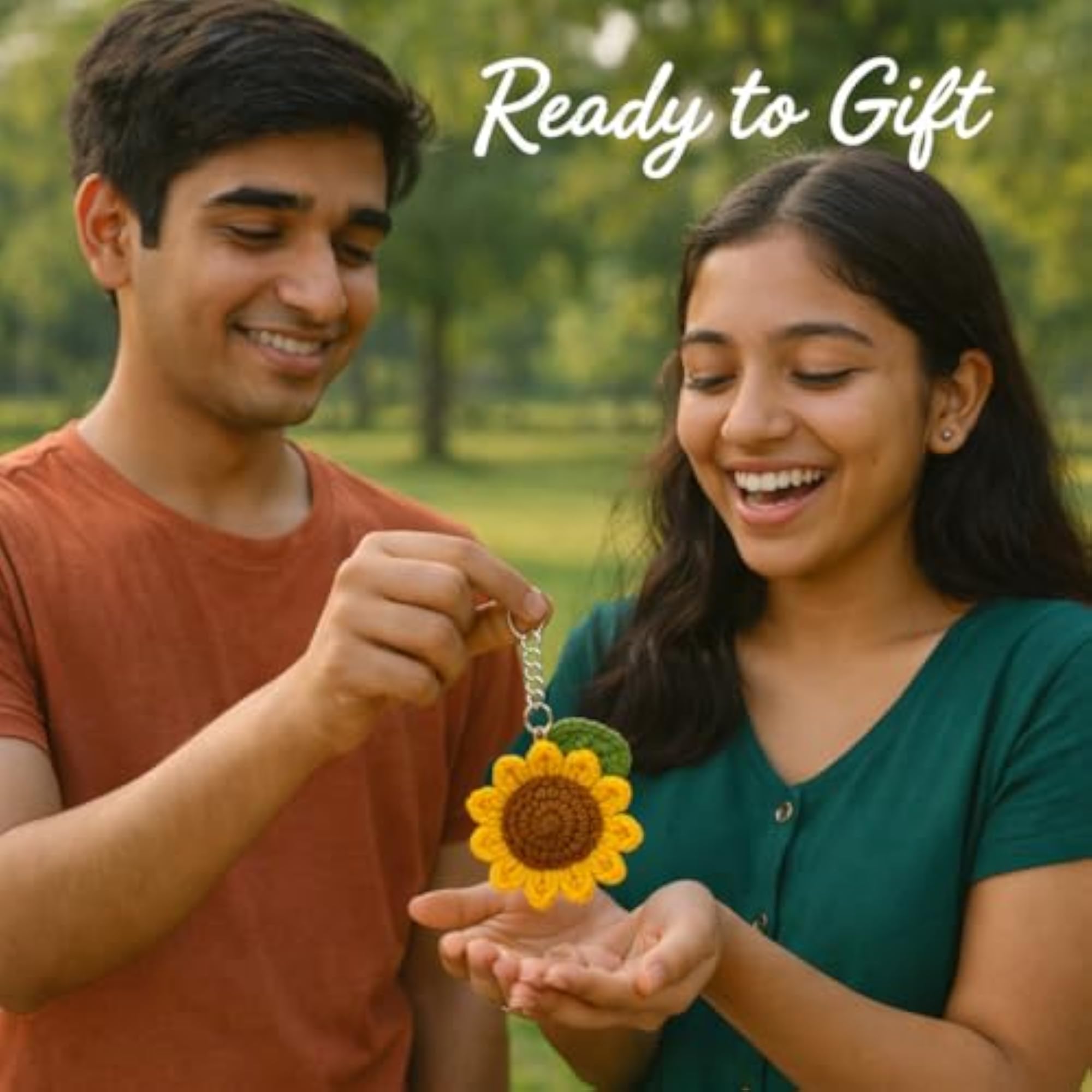 Crochet Sunflower Keychain, Bright Accessory