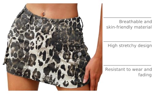 Image of ELLEVEN Low Rise Denim Mini Skirt for Women High Stretch Jean Skirts