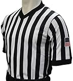 Smitty Men's V-Neck Basketball Referee Shirt with Black Side Panel & USA Flag (XX-Large)