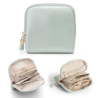 VLANDO Schmuckkästchen Reise, Schmuckbeutel mit Fransen, 6-lagige Reise Jewelry box für Damen Mädchen, Münzbeutel, Schmuck Reiseetui aus Kunstleder, Ohrring, Halsketten,Uhren aufbewahrung,Mintgrün