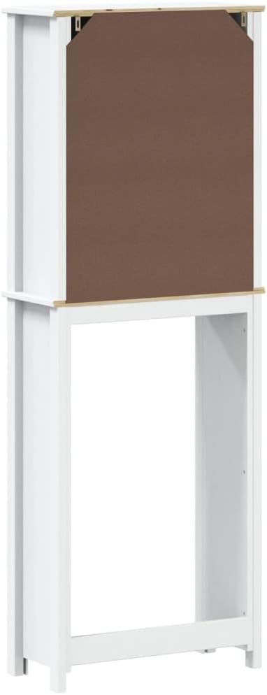 Over-the-Toilet Storage White Solid Pine Wood Unit with Three Shelves for Bathroom Vanity Set Farmhouse Bathroom Cabinet Set with Storage Minimalist Vanity Set