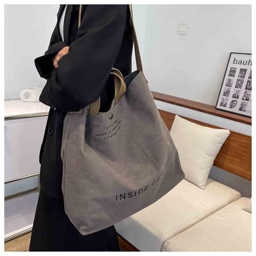 Women's Canvas Tote Shoulder Bag - Large Fashion Retro Letter Handbag3