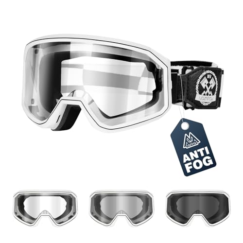 VOZAPOW Photochromic Dirt Bike Goggles for Men Women No Double Vision Anti-Fog with HD Lens OTG & UV Protection