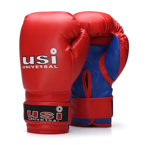 USI UNIVERSAL 612BV Bouncer Kids Boxing Gloves, Karate Training Mitt for Kickboxing, Punching Bag, Focus Pads, Sparring & Muay Thai Pad, Punching Gloves (Size 6/8oz, Red Blue)