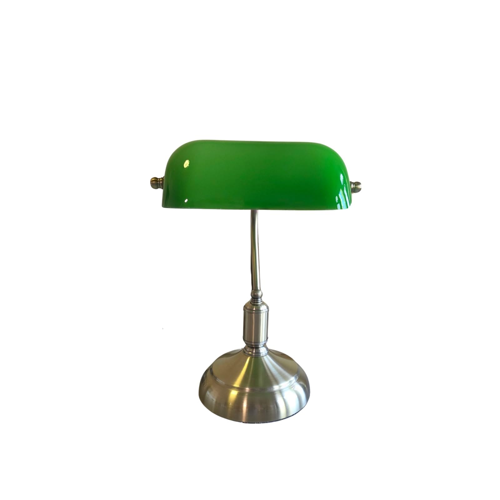 MaxSell Banker Lamp with Green Glass Shade, Antique Brass Base, E27, Desk Light, 36CM Height, UK Plug