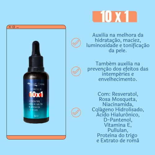 Serum Max Love 10x1 Resveratrol Rosa Mosqueta Niacinamida 7 Ativos - Antioxidante Hidratante Tonific