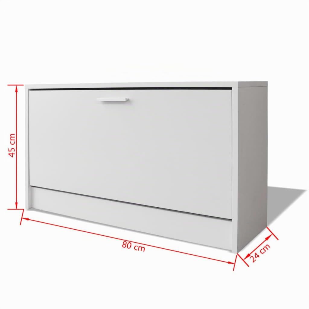 vidaXL Banco Zapatero de Color Blanco Dimensiones 80 x 24 x 45 cm Material: MDF